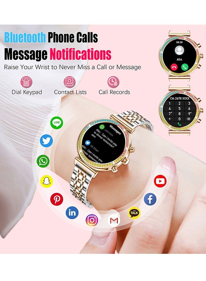 RollsTimi  Women Bluetooth Smartwatch 1.27 Inch Full Screen Touch With Multiple Sports Modes And Multi Language Settings, Sports Sleep Heart Rate Monitoring Android 5.0 And IOS 8.0 Above Systems Universal RT i110 Silver Gold - Image 4