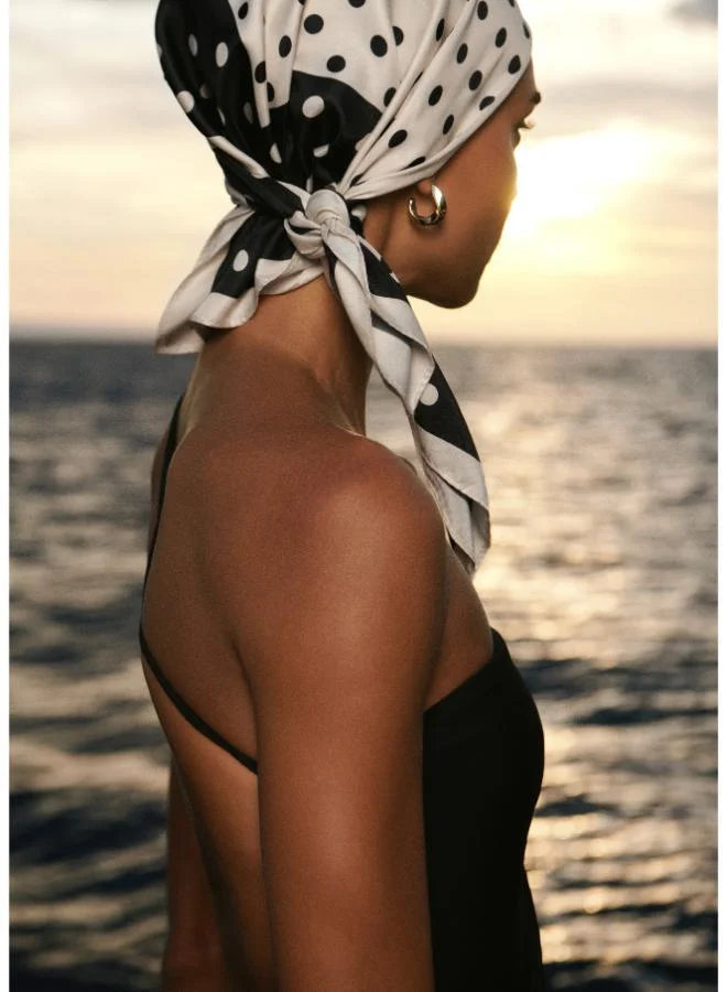 Mango  Satin Check-Print Scarf for Women | Best Price UAE