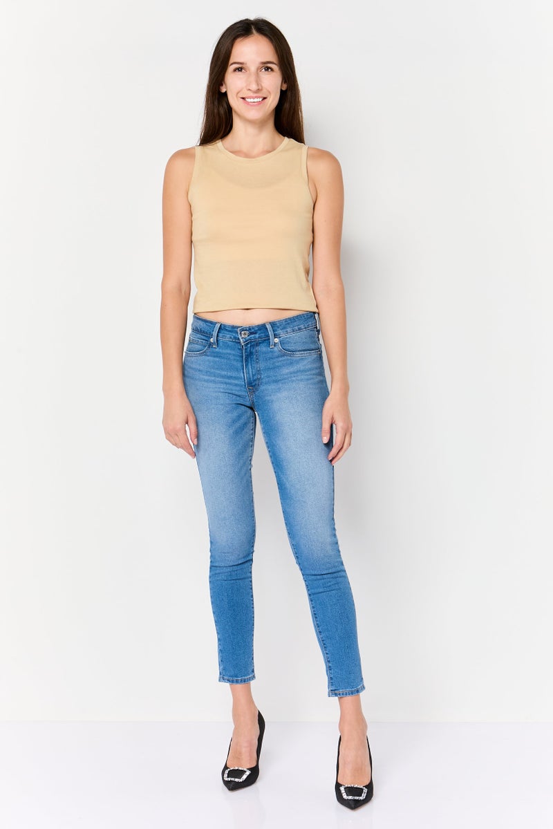 Levi's جينز ضيق للنساء، مغسول وقابل للتمدد، أزرق - Image 2