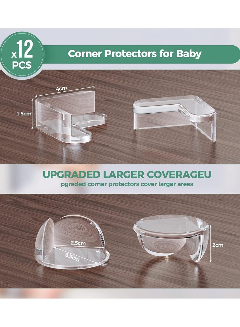 حمايات زوايا لنقل الأطفال (عبوة من 12 قطعة)، واقيات حواف سميكة للأثاث لحماية الأطفال، مع لصق قوي، واقيات زوايا وحواف شفافة - 6 يمين و 6 يسار. - Image 2