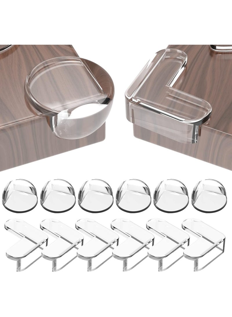 حمايات زوايا لنقل الأطفال (عبوة من 12 قطعة)، واقيات حواف سميكة للأثاث لحماية الأطفال، مع لصق قوي، واقيات زوايا وحواف شفافة - 6 يمين و 6 يسار. - Image 1