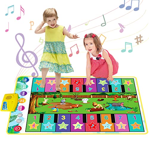 PATPAT® Piano Mat for Kids,36'' x 24'' Dual-Row Keyboard Floor Musical Mat with 16 Keys & 8 Instrument Sounds,Musical Sound Toys Early Educational Toys Gifts for 1/2/3/4/5/6 Year Old Boys Girls - Image 1
