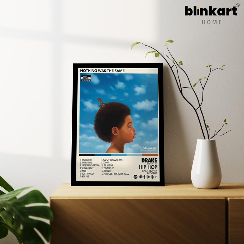 BLINKART BLINKART DrakeNothing Was The Same Popular Music Album Songs Hanging Wall ArtWork Photo Frames 13x10 inch Decoration For Home Bedroom Living Room Aesthetics Artworks Spotify Song Link QR Code  - Image 3