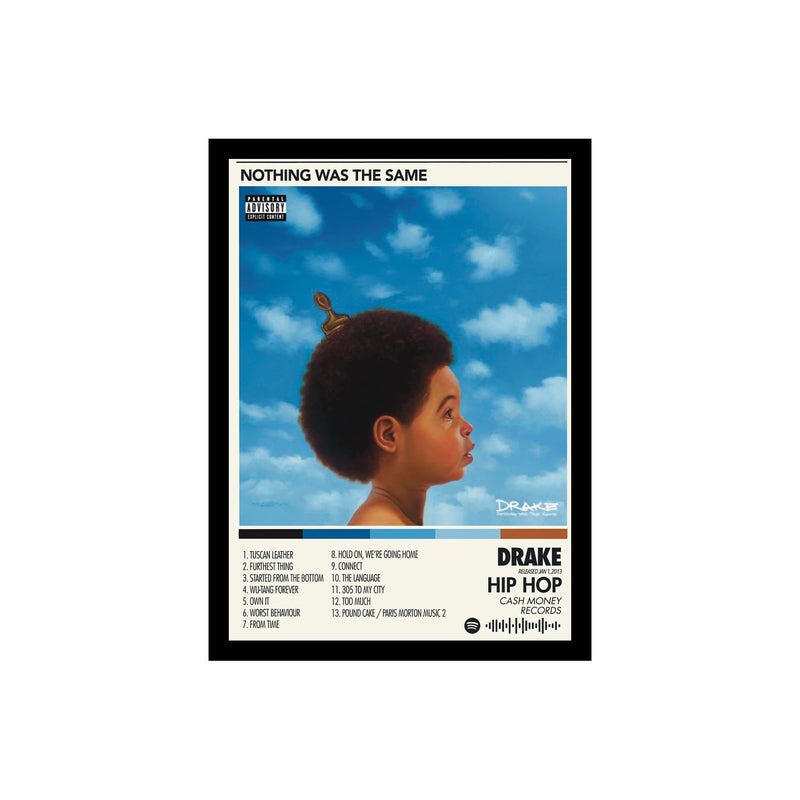 BLINKART BLINKART DrakeNothing Was The Same Popular Music Album Songs Hanging Wall ArtWork Photo Frames 13x10 inch Decoration For Home Bedroom Living Room Aesthetics Artworks Spotify Song Link QR Code  - Image 1