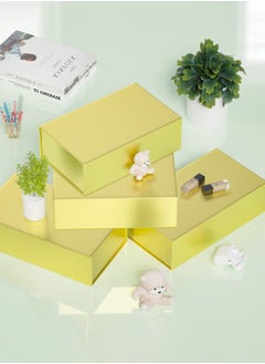Generic Gold gift box, 12 x8.6 x 4 inches (about 30.4 x 15.2 x 10.2 cm) gift box, with lid, rectangular foldable, suitable for bridesmaid proposal box, wedding, Ramadan, Christmas, Halloween, birthday gift packaging  - Image 5