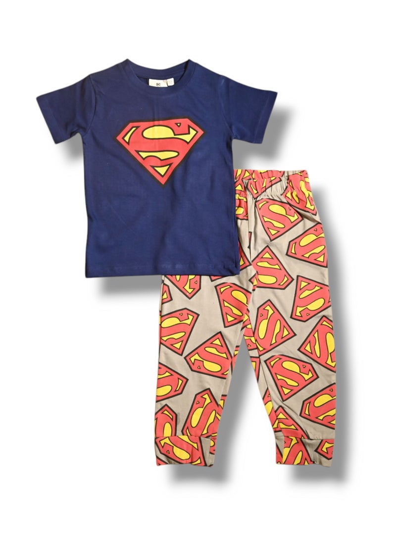 SUPERMAN - SUPERMAN - BOYS SHORT SLEEVE PAJAMA SET - Image 1