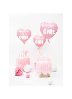 PartyDeco Foil Balloon Heart - It's a girl, 45cm, light pink  - Image 3