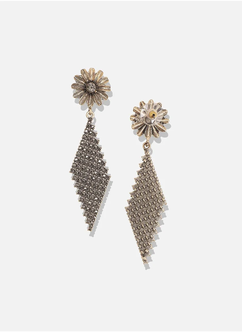 SOHI Intricate Rhombus Daisy Drop Earrings