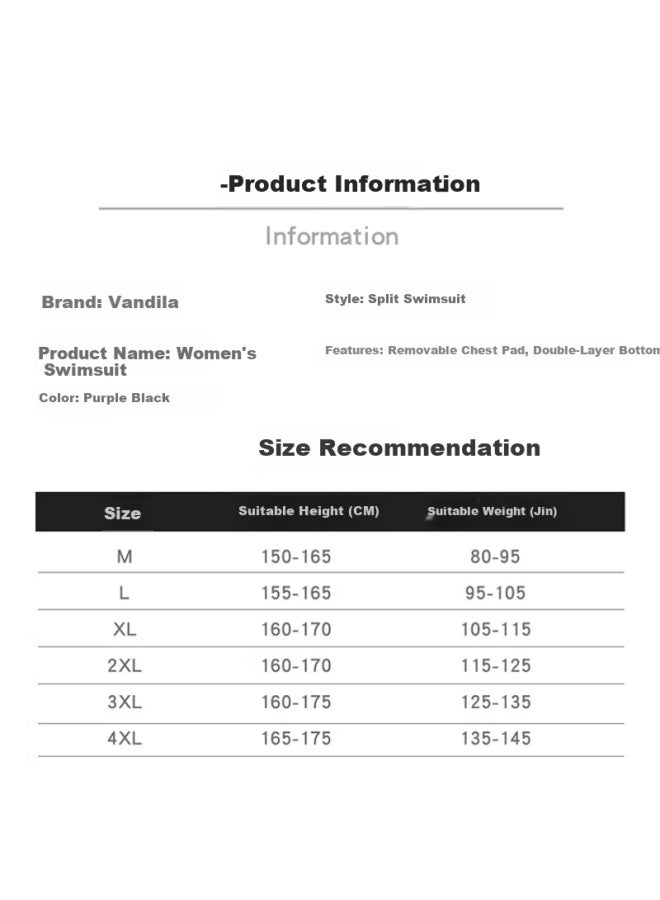 F.dyraa Women's Conservative Split Swimsuit Covering Flesh And Slimming Swimming Pool Professional Spa Swimwear Three-piece Set 15042 Black M - Image 4