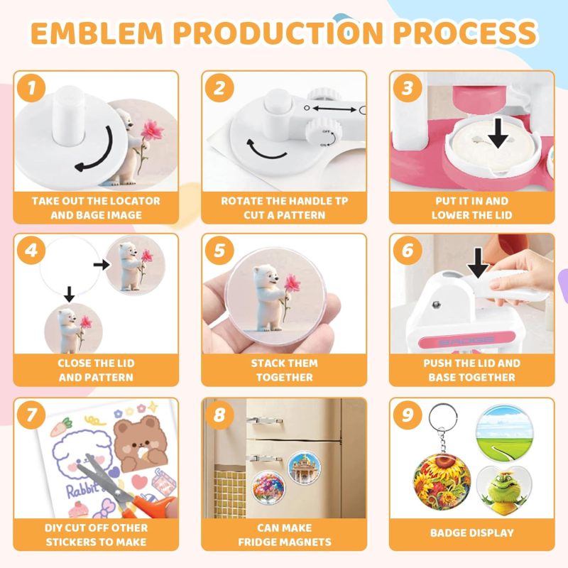Button Maker Machine for DIY Badge Making - Pink Pin Maker Press Craft Tool for Custom Badges - Image 3