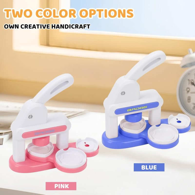 Button Maker Machine for DIY Badge Making - Pink Pin Maker Press Craft Tool for Custom Badges - Image 5
