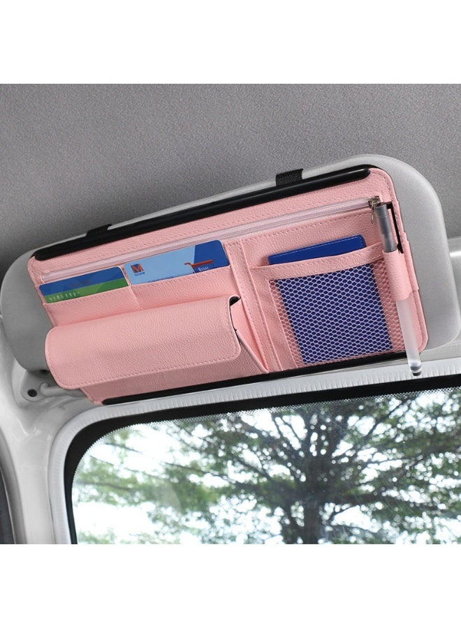 Car Sun Visor Organizer, Glasses Case Storage Bag Note Holder Car Zipper Card Holder - Image 4