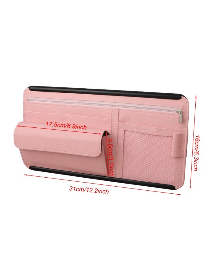 Car Sun Visor Organizer, Glasses Case Storage Bag Note Holder Car Zipper Card Holder - Image 3