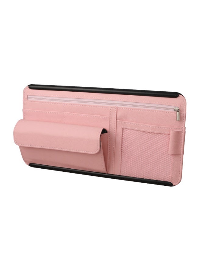 Car Sun Visor Organizer, Glasses Case Storage Bag Note Holder Car Zipper Card Holder - Image 1