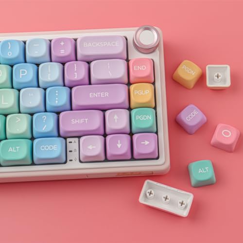 Tsungup MOA Profile Keycaps,PBT Cute Rainbow Candy Keycaps 126 Keys Dye-Sublimation Custom Keycap Set with Keycap Puller for Cherry Gateron MX Swithes Mechanical Keyboards - Image 3