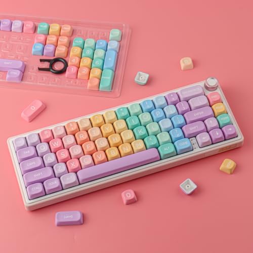 Tsungup MOA Profile Keycaps,PBT Cute Rainbow Candy Keycaps 126 Keys Dye-Sublimation Custom Keycap Set with Keycap Puller for Cherry Gateron MX Swithes Mechanical Keyboards - Image 2