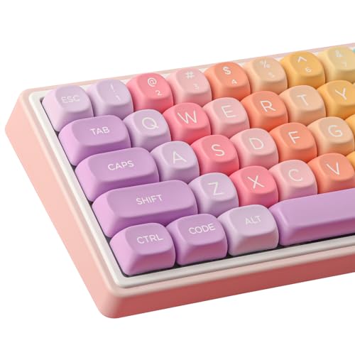 Tsungup MOA Profile Keycaps,PBT Cute Rainbow Candy Keycaps 126 Keys Dye-Sublimation Custom Keycap Set with Keycap Puller for Cherry Gateron MX Swithes Mechanical Keyboards - Image 1