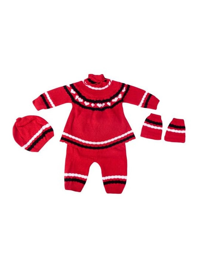 ANIXA Baby Girls Colorblock High Neck Red Winter Set - Image 1