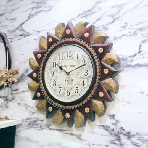 Vintage Clock Big Regal Sun Carved Clock - Image 3