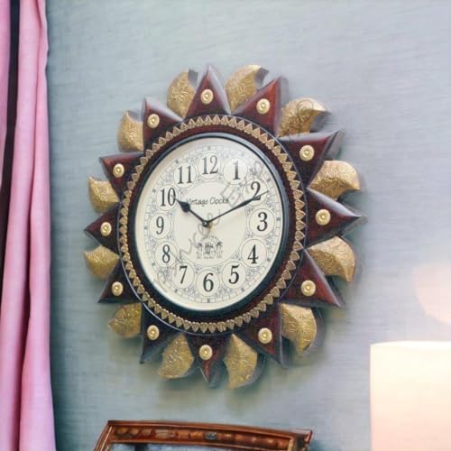 Vintage Clock Big Regal Sun Carved Clock - Image 1