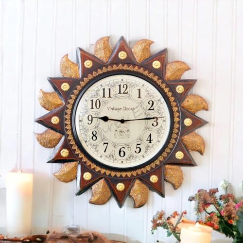 Vintage Clock Big Regal Sun Carved Clock - Image 2
