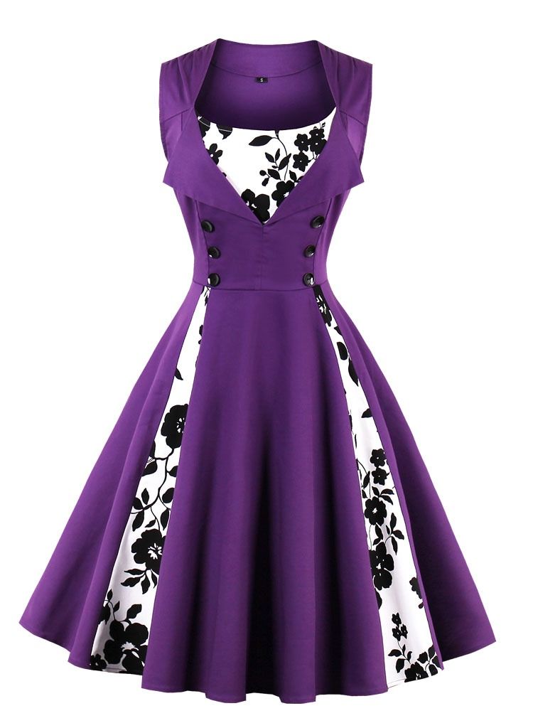 Loquat Patchwork color retro dress  - Image 1