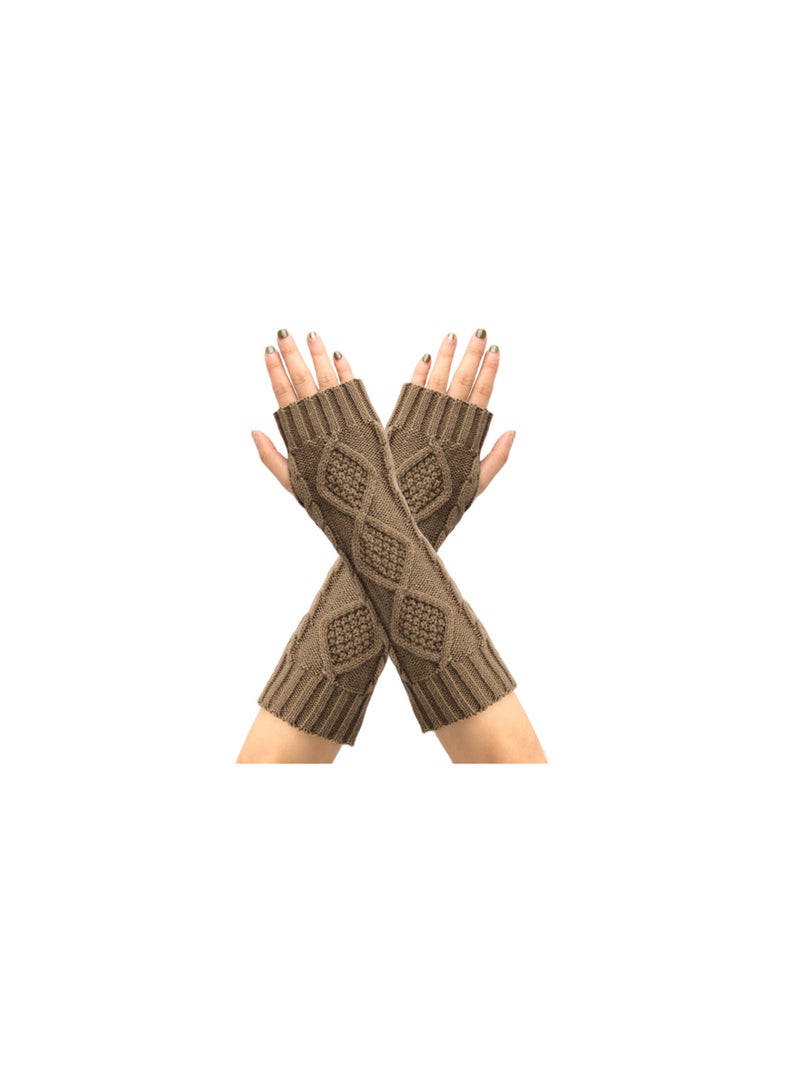 Loquat Fingerless Knitting Cotton Gloves Sleeves 