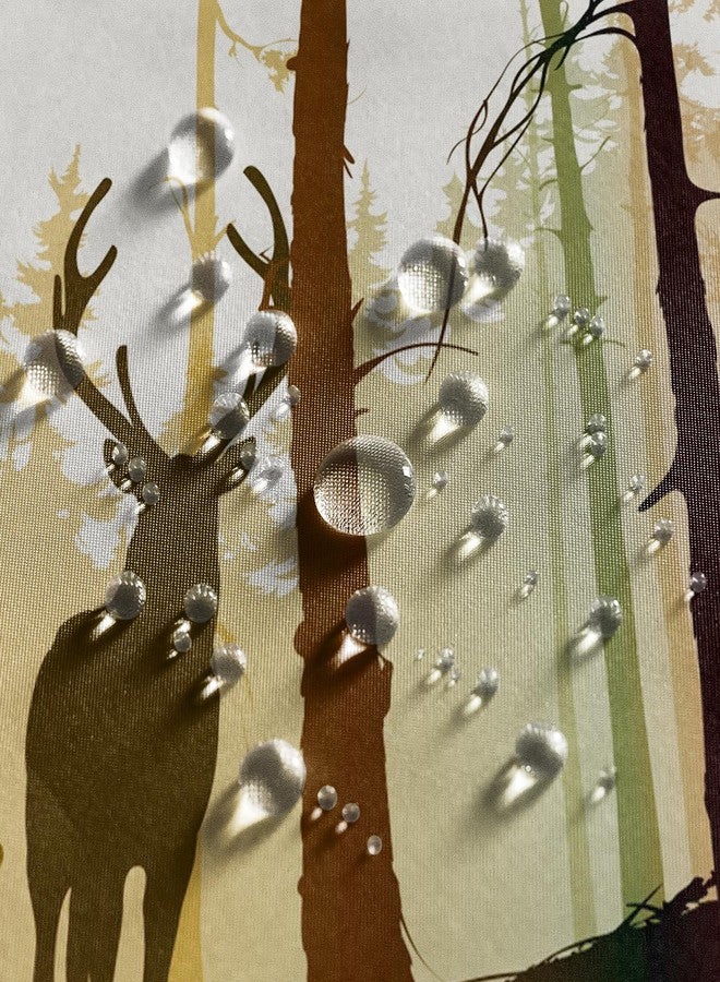 Renaiss Misty in Forest Deer Shower Curtain Rustic Cabin Farmhouse Shower Curtain for Bathroom Wildlife Elk Woodland Tree Waterproof Fabric Bathroom Decorative Shower Curtains 72" W x 72" L - Image 4