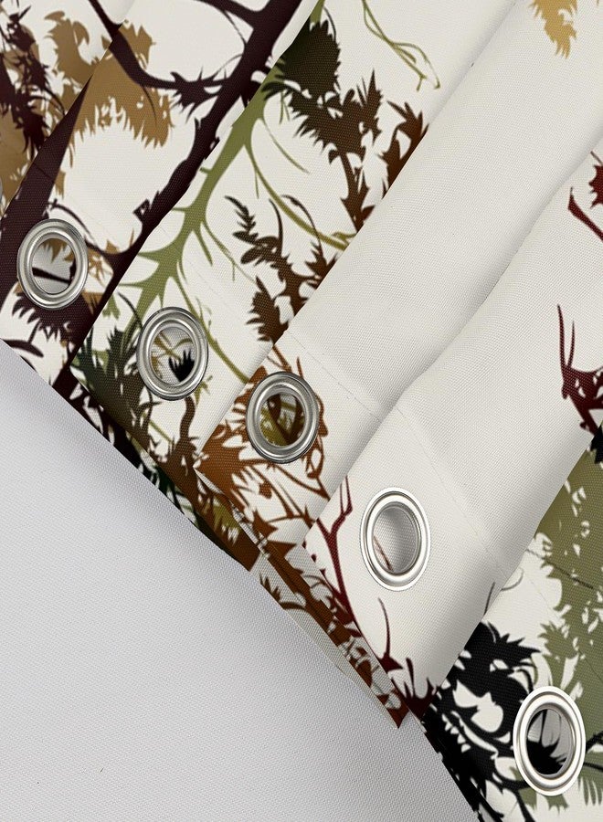 Renaiss Misty in Forest Deer Shower Curtain Rustic Cabin Farmhouse Shower Curtain for Bathroom Wildlife Elk Woodland Tree Waterproof Fabric Bathroom Decorative Shower Curtains 72" W x 72" L - Image 3