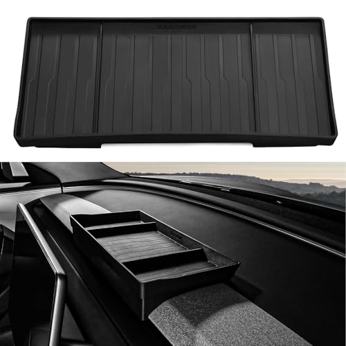 BASENOR Behind Screen Storage Organizer for 20252026 Tesla Model Y Juniper 20242026 Model 3 Highland Dashboard Center Console Hidden Tray Portable TravelSize Tissue Packs Sunglasses Holder - Image 1