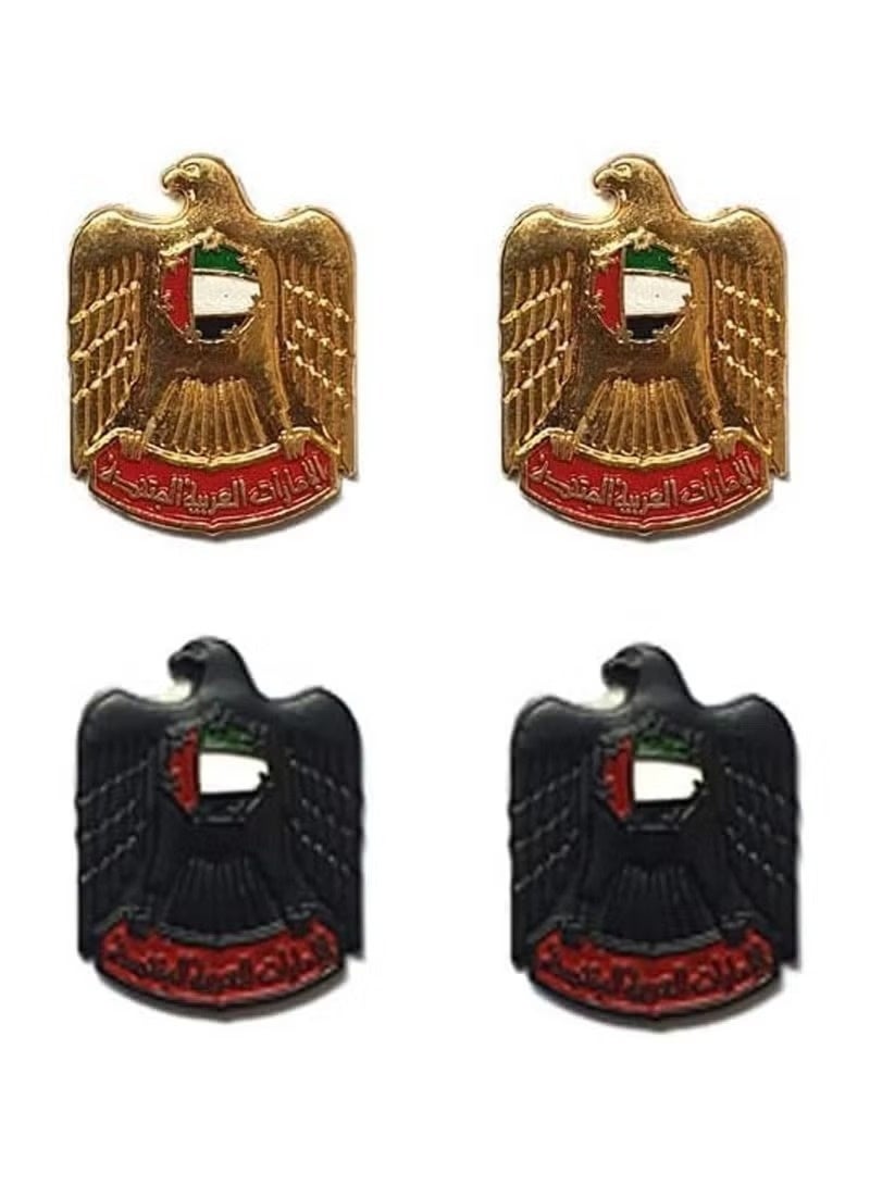SYOSI UAE Logo Design 2D Sticker Badge 4 PC Metal 2CM 2 PCS Gold & 2PCS Black - Image 1