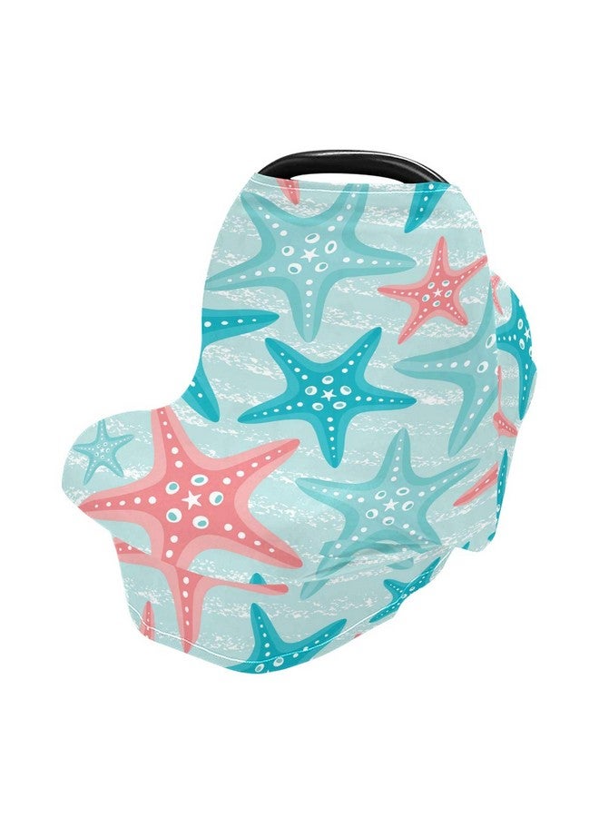 senya Nautical Ocean Starfish Baby Car Seat Covers, Nursing Cover Breastfeeding Scarf Soft Breathable Stretchy Coverage, Infant Stroller Cover for Boys Girls - Image 1