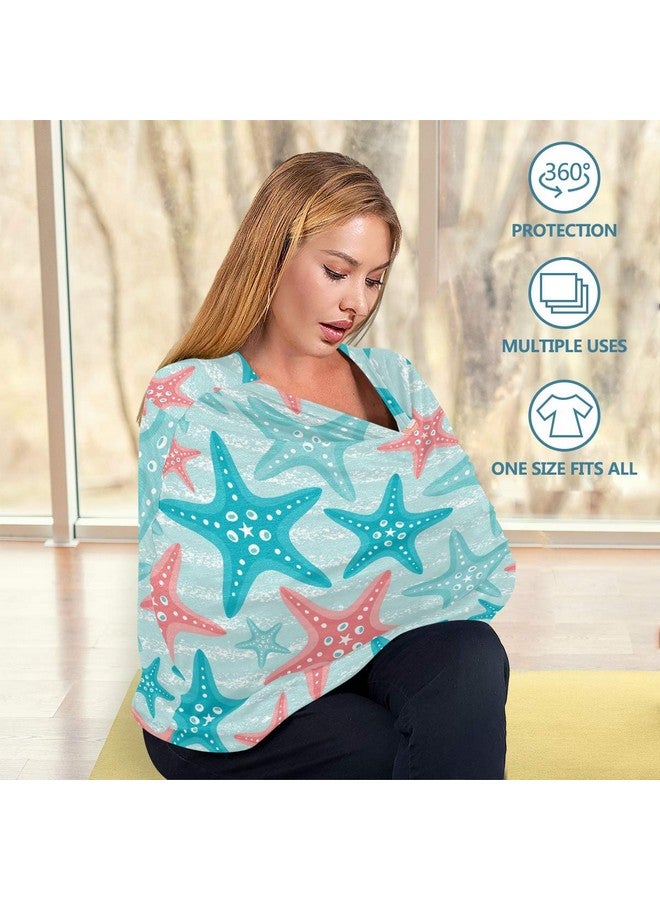 senya Nautical Ocean Starfish Baby Car Seat Covers, Nursing Cover Breastfeeding Scarf Soft Breathable Stretchy Coverage, Infant Stroller Cover for Boys Girls - Image 5