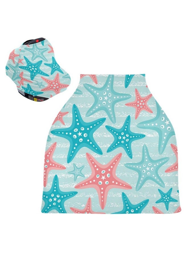 senya Nautical Ocean Starfish Baby Car Seat Covers, Nursing Cover Breastfeeding Scarf Soft Breathable Stretchy Coverage, Infant Stroller Cover for Boys Girls - Image 2
