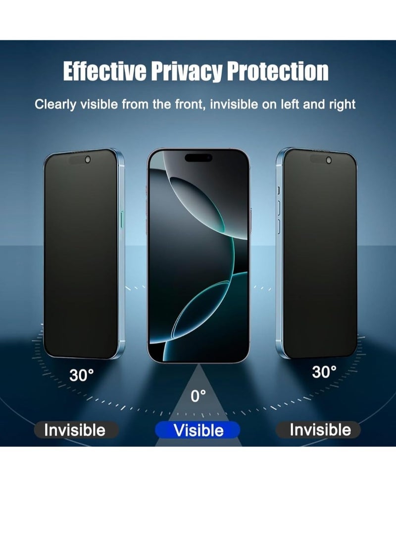 حماية شاشة خصوصية غير لامعة 2-Pack وحماية عدسة الكاميرا لجهاز iPhone 16 Pro Max – مضادة للتجسس، مضادة للوهج، حماية للعين، فيلم زجاج مقسى (6.9 بوصة) - Image 2