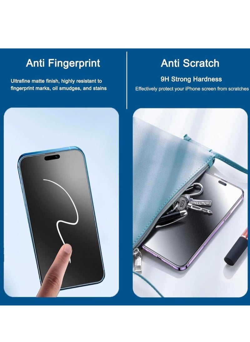حماية شاشة خصوصية غير لامعة 2-Pack وحماية عدسة الكاميرا لجهاز iPhone 16 Pro Max – مضادة للتجسس، مضادة للوهج، حماية للعين، فيلم زجاج مقسى (6.9 بوصة) - Image 3