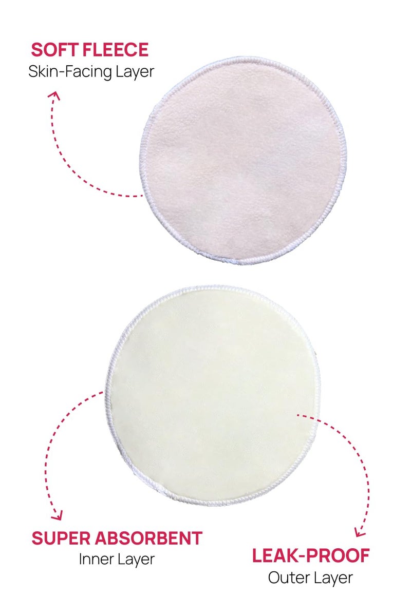 Circus &Circus Leak Proof Pads for Nursing Bra | Washable Maternity Nipple Pads for Women | Reusable Leak Proof Nursing Pads for Breastfeeding Moms | 6 Units, White - Image 2