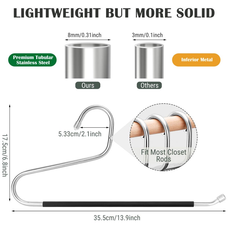 DOIOWN Open Ended Pants Jean Hangers - Stainless Steel Jeans Hangers 10 Pack 8 mm Thick, Versatile Non-Slip Hangers for Heavy Pants, Jeans, Trousers, Scarf, Space Saving Clothes Hangers for Women Men - Image 2
