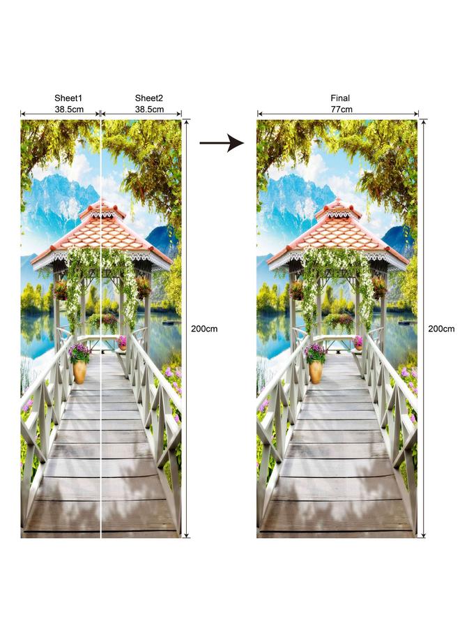 Special Price Scenery Series Decorative Stickers 3D Simulation Door Stickers Removable Wall Stickers Bedroom Living Room Renovation PVC Wallpaper - Image 1