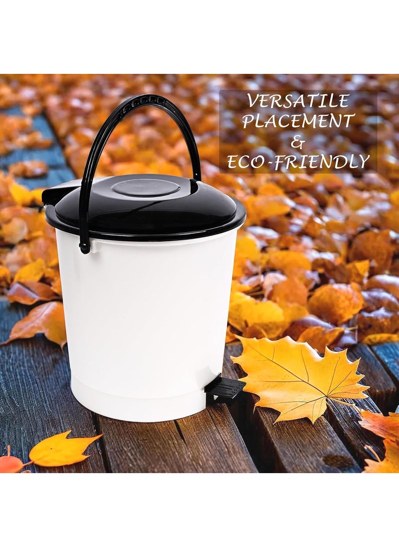 Urbane Home Urbane Home Pack of 3 Pedal Dustbin Dustbin with Lid 10 LTR Wet Dry Waste Bin Garbage Bin with Handle Dustbin for KitchenBathroom Black Dhakkan Trash Can White  - Image 4