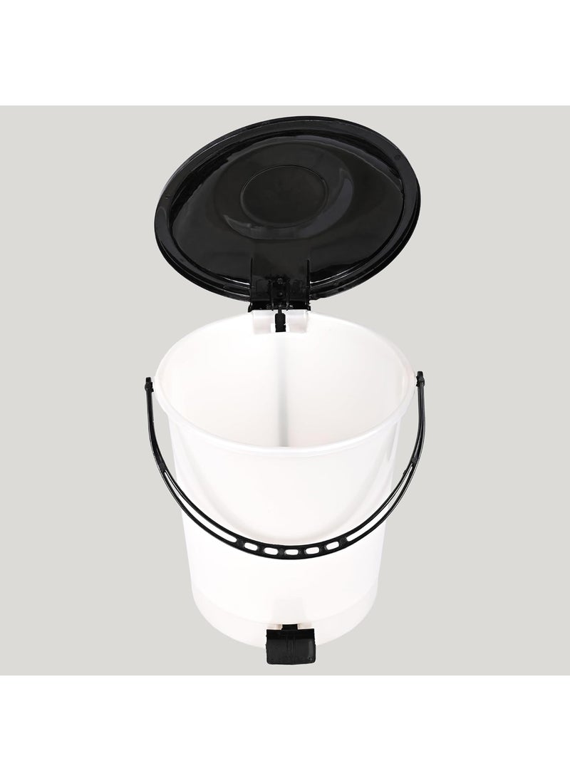 Urbane Home Urbane Home Pack of 3 Pedal Dustbin Dustbin with Lid 10 LTR Wet Dry Waste Bin Garbage Bin with Handle Dustbin for KitchenBathroom Black Dhakkan Trash Can White  - Image 2