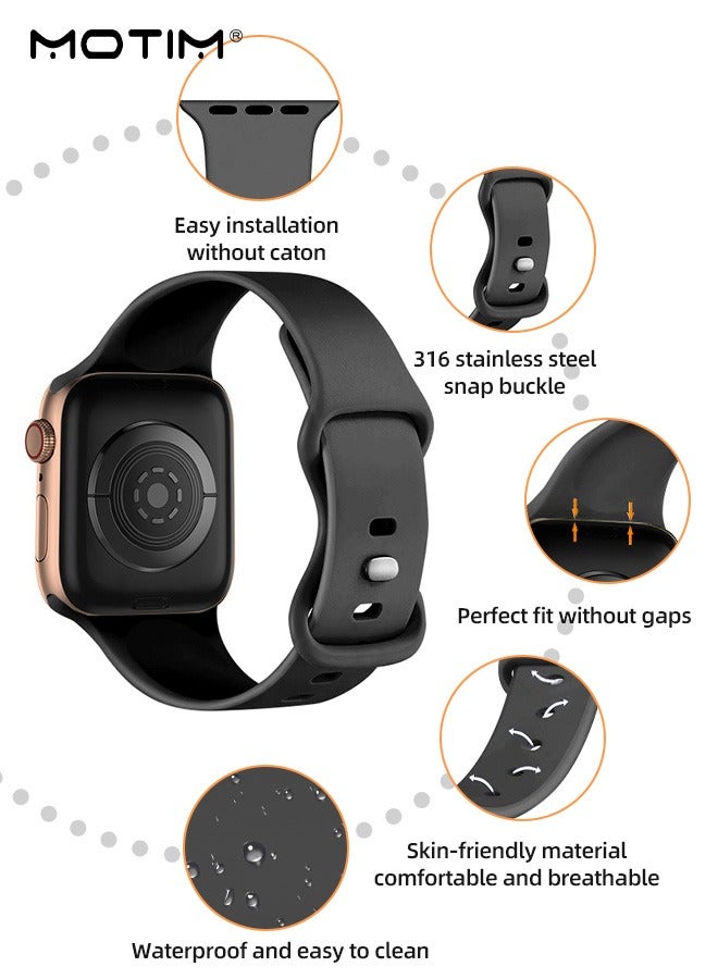 Motim 3 Pcs Silicone Apple Watch Strap/Band Compatible With 49mm/46mm/45mm/44mm/42mm M/L, Waterproof Soft Silicone Replacement Strap for iWatch Ultra SE Series 11/10/9/8/7/6/5/4/3/2/1 - Image 3