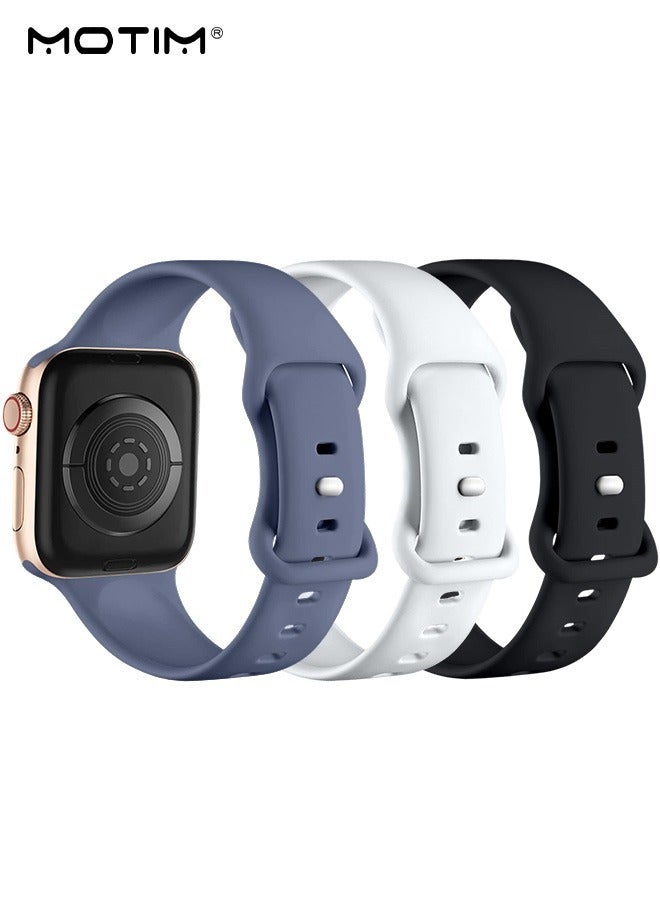 Motim 3 Pcs Silicone Apple Watch Strap/Band Compatible With 49mm/46mm/45mm/44mm/42mm M/L, Waterproof Soft Silicone Replacement Strap for iWatch Ultra SE Series 11/10/9/8/7/6/5/4/3/2/1 - Image 2