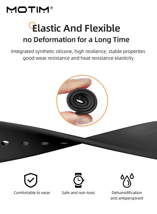 Motim 3 Pcs Silicone Apple Watch Strap/Band Compatible With 49mm/46mm/45mm/44mm/42mm M/L, Waterproof Soft Silicone Replacement Strap for iWatch Ultra SE Series 11/10/9/8/7/6/5/4/3/2/1 - Image 5