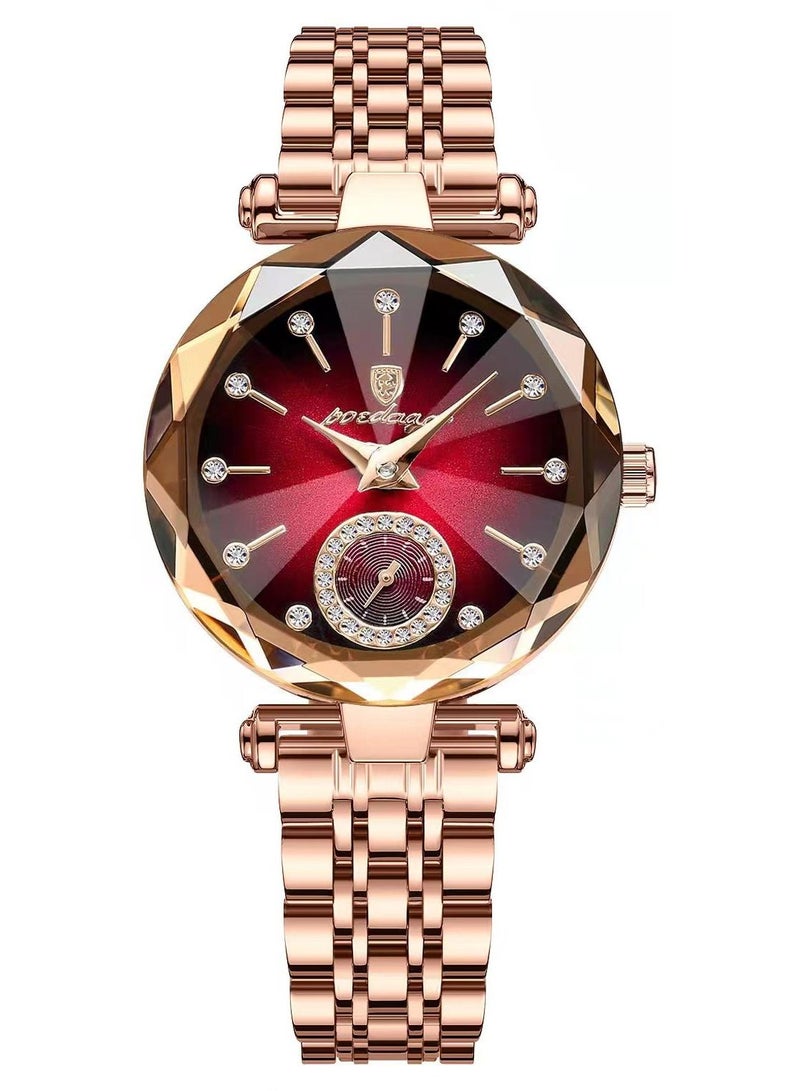 POEDAGAR ساعات نسائية أنيقة من الفولاذ المقاوم للصدأ مقاومة للماء ساعة كوارتز تناظرية - Image 1