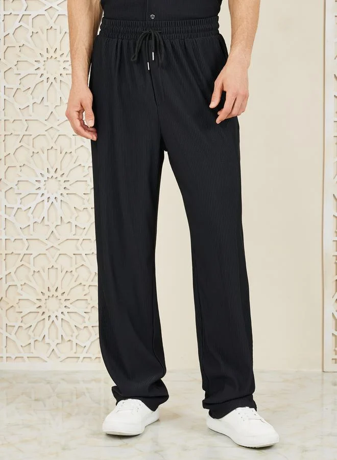 ستايلي Textured Rib Knit Relaxed Fit Shirt & Pant Co-Ord Set