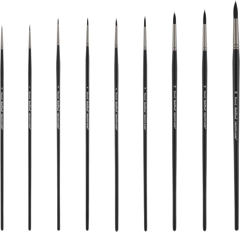 Creative Mark Black Swan Synthetic Red Sable Paint Brushes - Angular Size # 8 - Professional Quality Long Handle Paint Brushes for Oil, Heavy Body Media and Acrylic - Artists of All Levels - Image 5