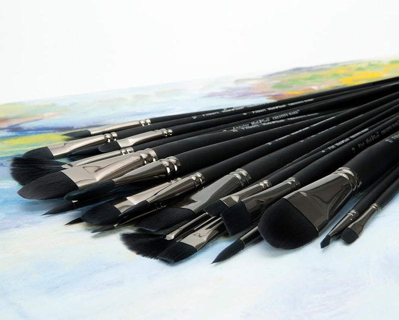 Creative Mark Black Swan Synthetic Red Sable Paint Brushes - Angular Size # 8 - Professional Quality Long Handle Paint Brushes for Oil, Heavy Body Media and Acrylic - Artists of All Levels - Image 4