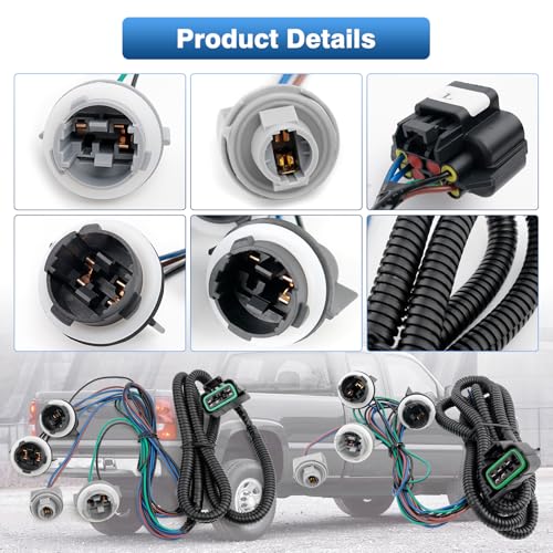 TOP-MAX Tail Light Wiring Harness Compatible with 2003-2007 Chevy Silverado 1500 1500HD 2500 2500HD 3500 3500HD, Rear Driver and Passenger Side Tail Light Harness Replaces 16531401 16531402 - Image 5