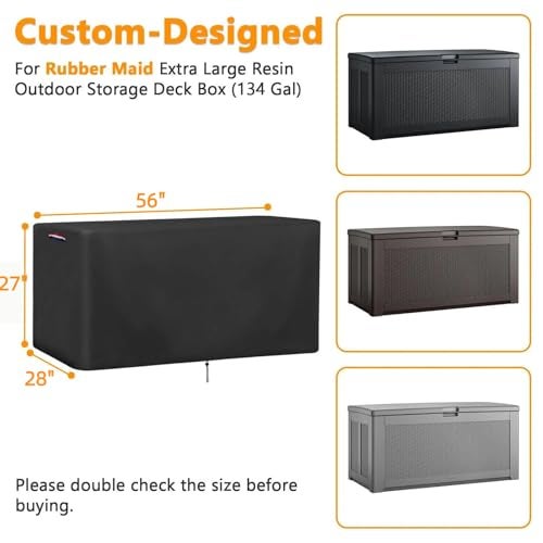 Guisong Outdoor Storage Deck Box Cover for Rubbermaid Cabinet Waterproof Outdoor Storage Container Covers 134 Gal Heavy Duty Patio Storage Bench Cover for Patio Furniture56L x 28D x 27H - Image 3